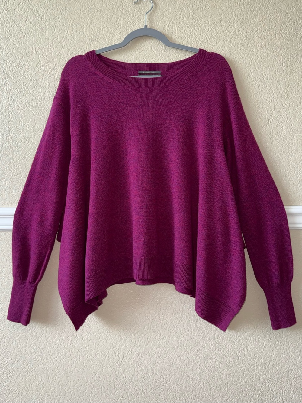 Anthropologie 100% Merino Wool Sweater Crewneck Purple Pink XS